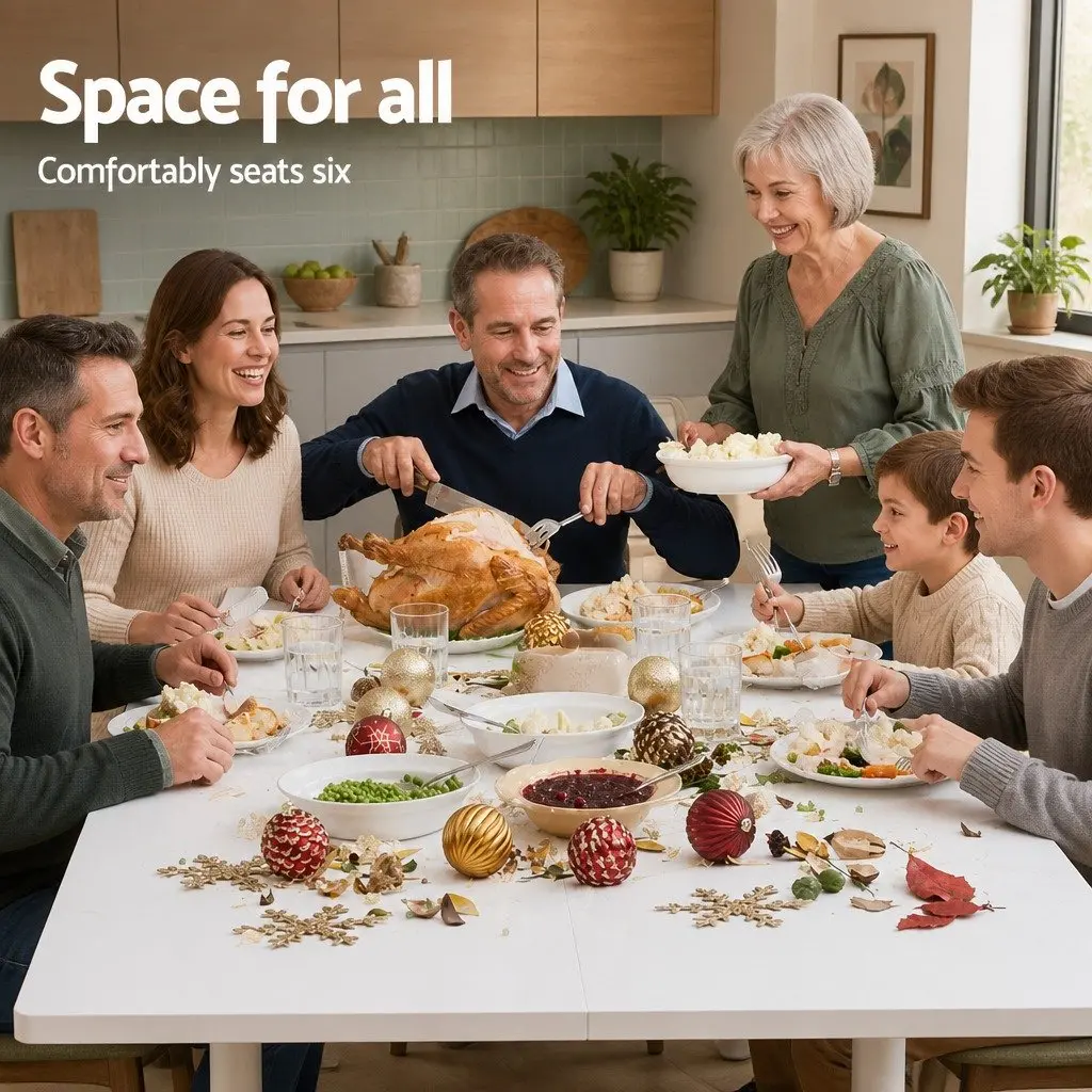 Dining Table Rectangular Extendable Gateleg White Folding Seats 4-6 Guests