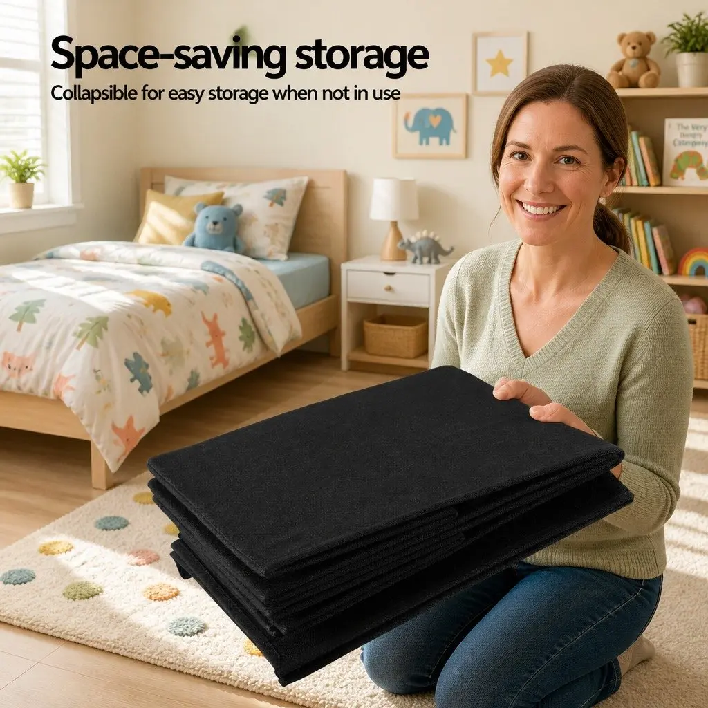 Toy Storage Box Black Collapsible Organiser Flip-Top Lid