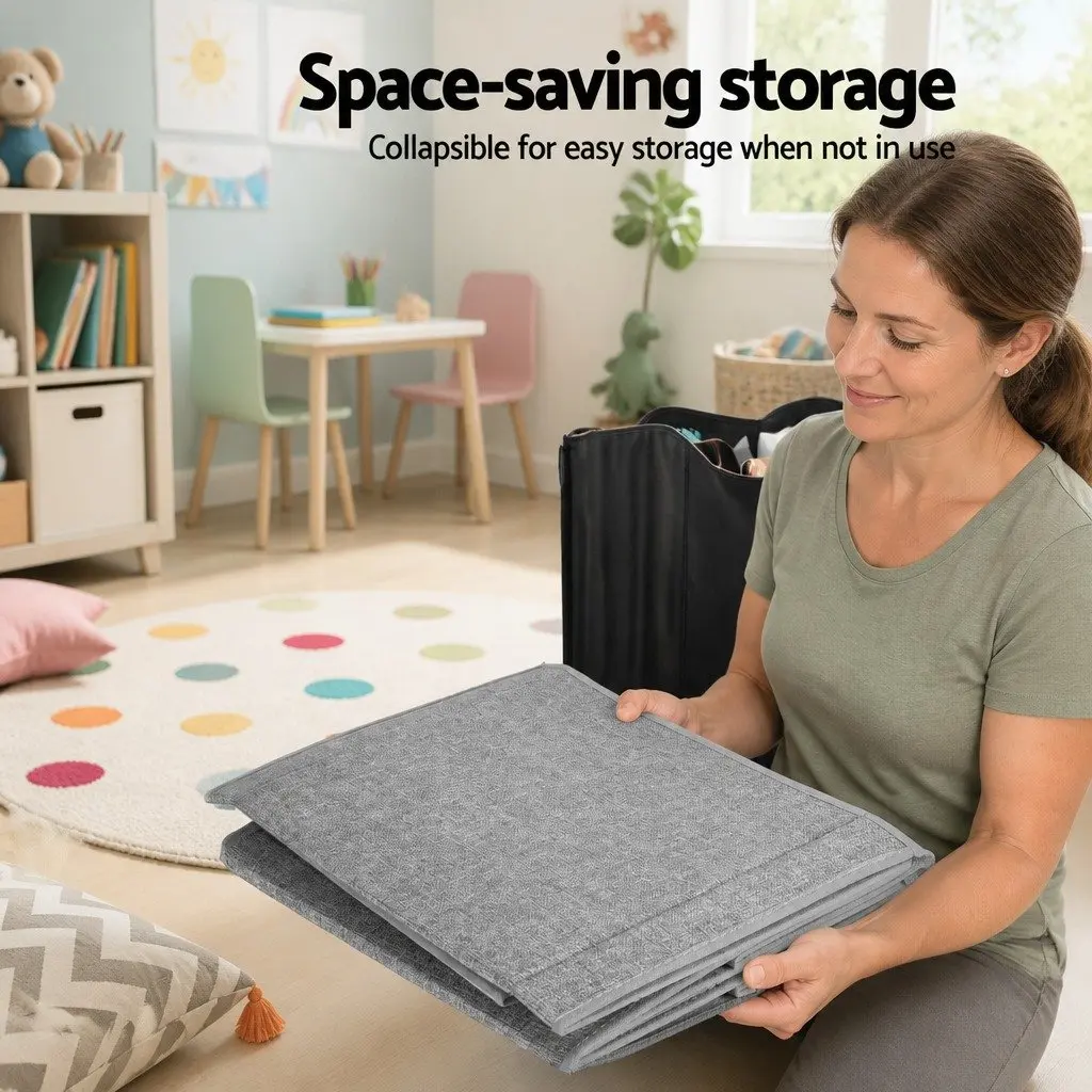 Toy Box Grey Collapsible Flip-Top Lid Storage Organizer