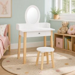 Compact Kids Dressing Table Set with Chair