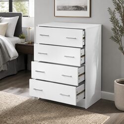 4 Drawer Chest Tallboy White Bedroom Storage Cabinet Dresser Nightstand