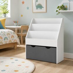 Compact 3-Tier Kids Bookshelf with Toy Storage