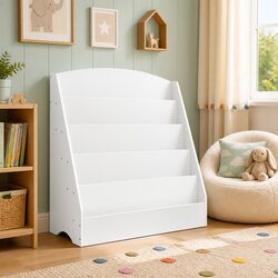 Kids Bookshelf 5 Tier White Storage Display Organiser Bookcase Magazine Rack