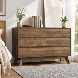Walnut Six Drawer Chest: Smart Storage in Style