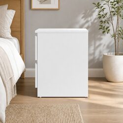 Bedside Table 2 Drawers White Modern Bedroom Storage Nightstand Furniture