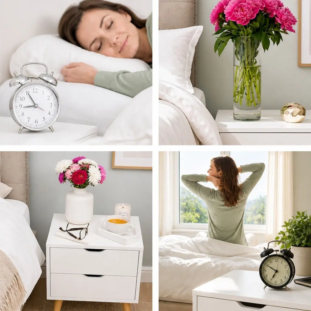 Bedside Table White 40cm x 30cm x 50cm Two Drawers Modern Bedroom Storage Nightstand with Splayed Legs