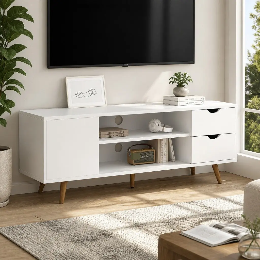 120cm White TV Unit
