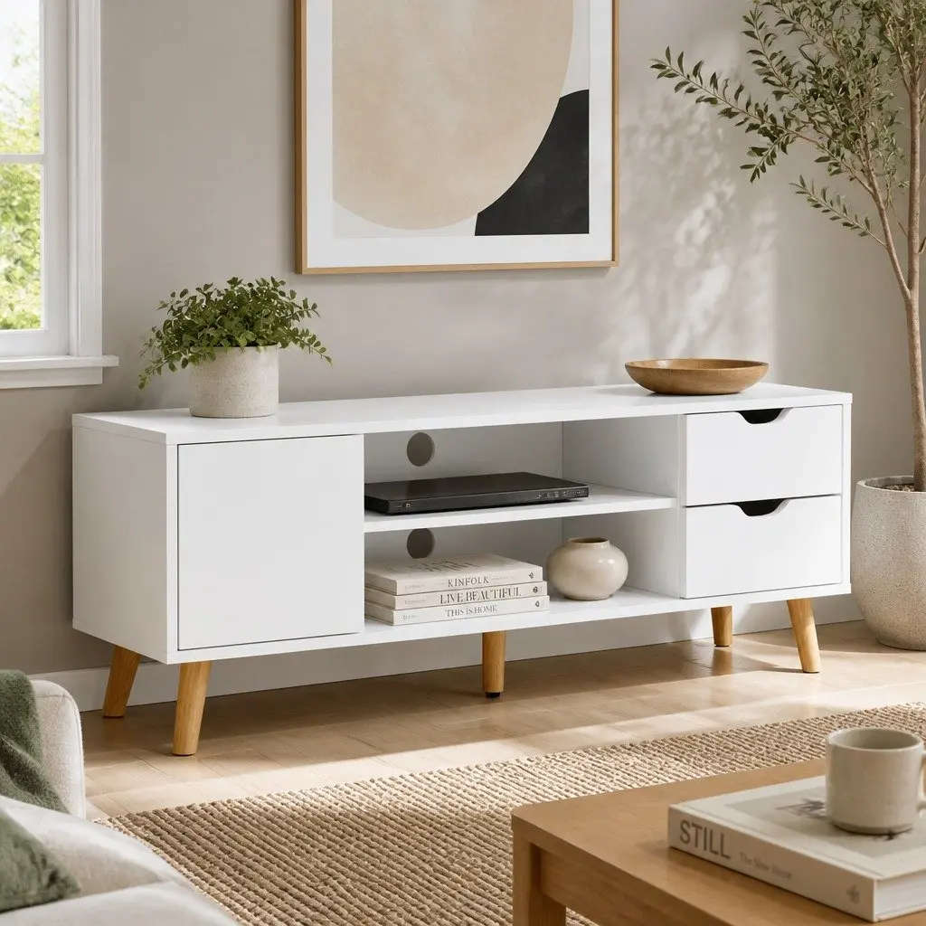 120cm White TV Unit