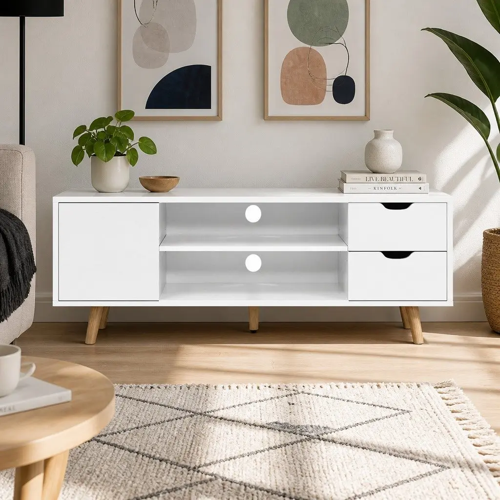 120cm White TV Unit
