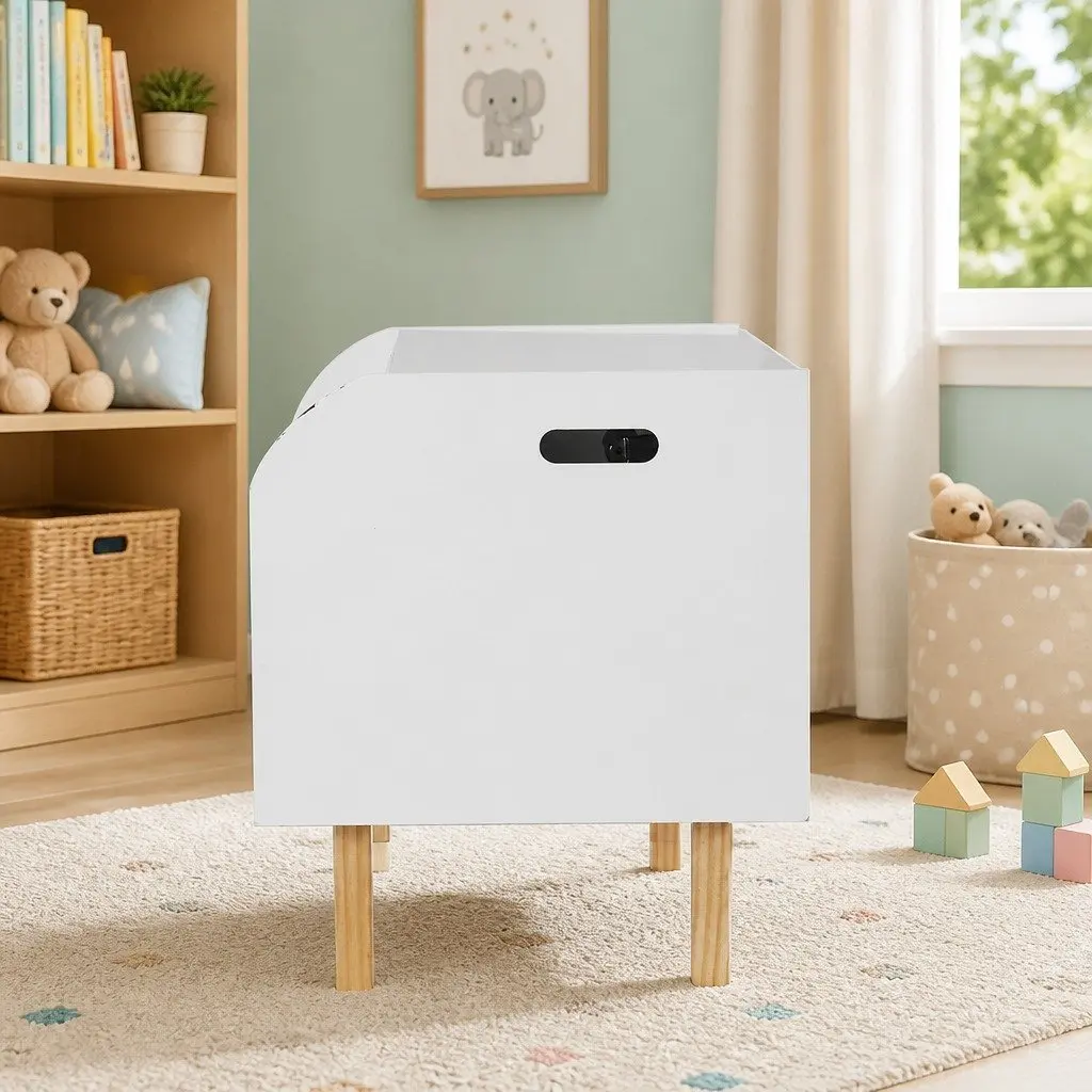 Kids Toy Box Chest White 2-in-1 Storage Box Bookshelf Organiser for Children