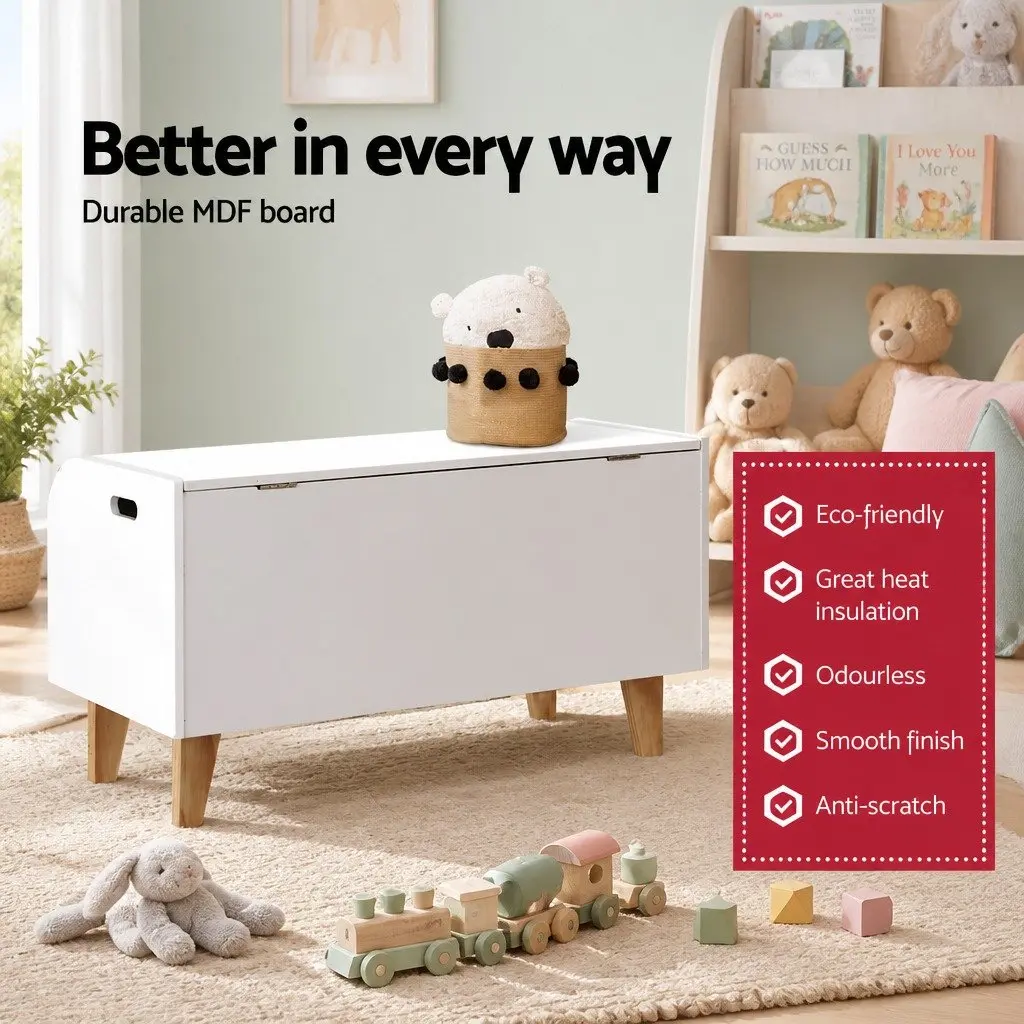 Kids Toy Box Chest White 2-in-1 Storage Box Bookshelf Organiser for Children