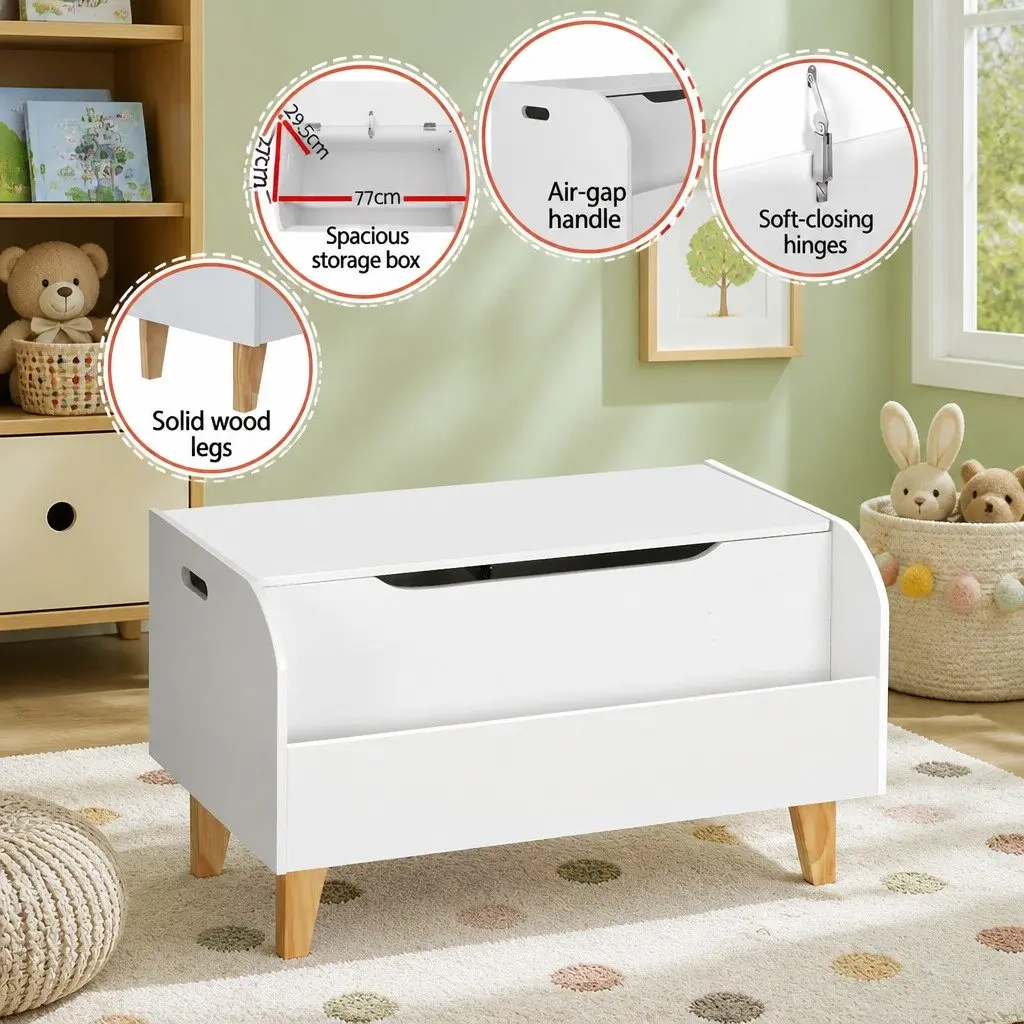 Kids Toy Box Chest White 2-in-1 Storage Box Bookshelf Organiser for Children