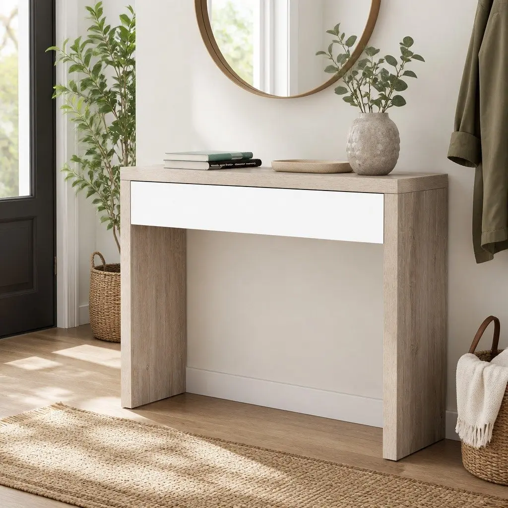 Two-Tone Console Table with Drawer Storage