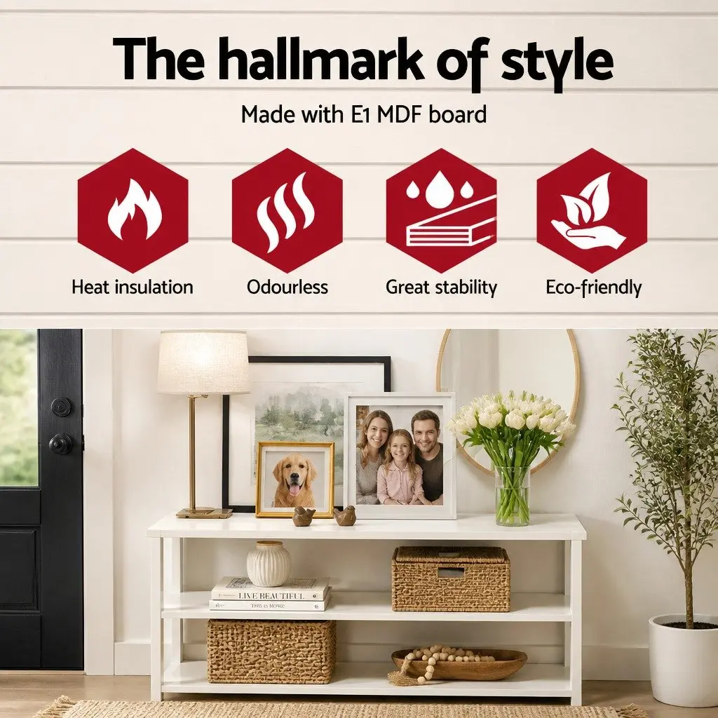 White 3-Tier Console Table Hallway Side Table Display Shelving Unit