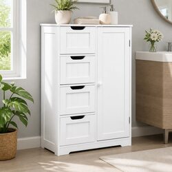 Compact Bathroom Storage Cabinet: 4 Drawers, 2 Shelves