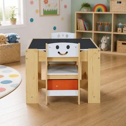 Kids Table and Chairs Set Activity Desk Chalkboard Reversible Desktop Storage