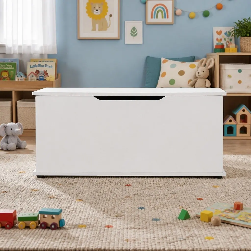 Kids Toy Box Storage Chest Organiser Cabinet White Children Bedroom Playroom