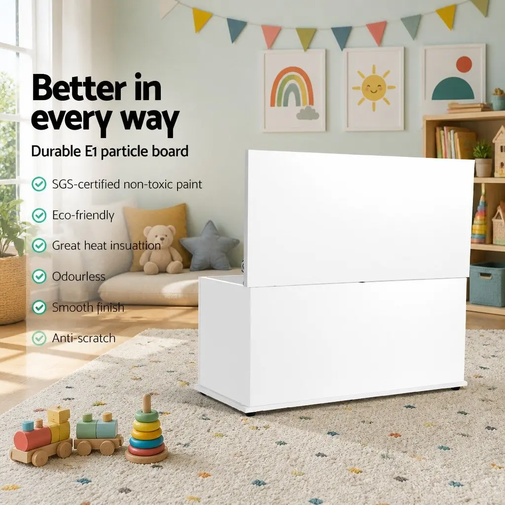 Kids Toy Box Storage Chest Organiser Cabinet White Children Bedroom Playroom