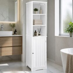 Tall Bathroom Cabinet Storage 160cm White 5-Tier Shelving Unit