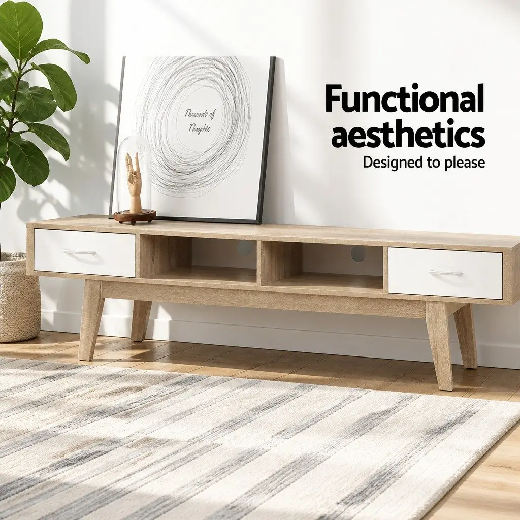 TV Cabinet Entertainment Unit 180cm Oak White Two-Tone Living Room Storage