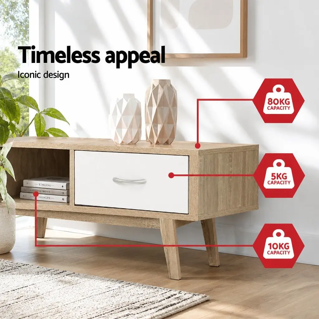 TV Cabinet Entertainment Unit 180cm Oak White Two-Tone Living Room Storage
