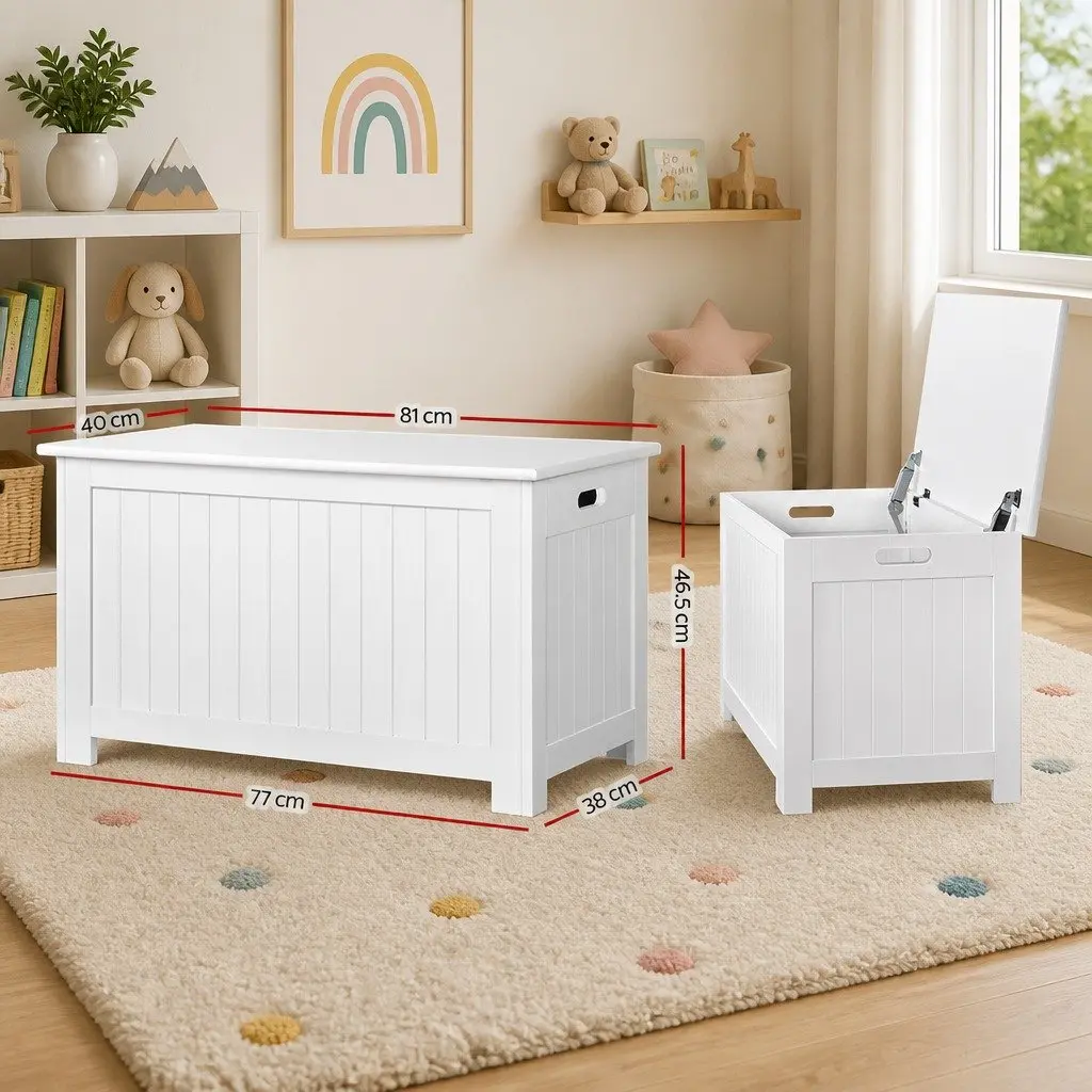 Kids Toy Box Chest Storage Organiser White Bedroom Living Room Furniture