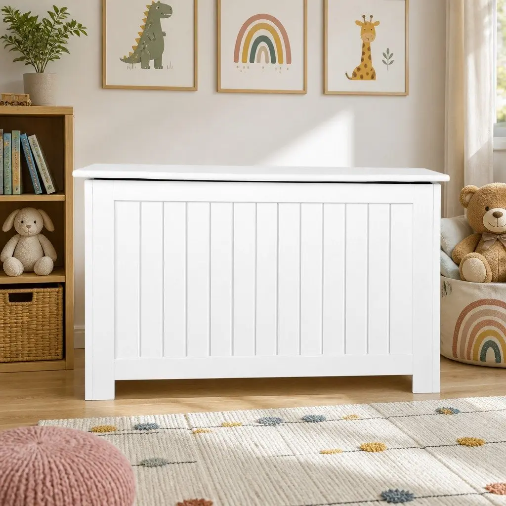 Kids Toy Box Chest Storage Organiser White Bedroom Living Room Furniture