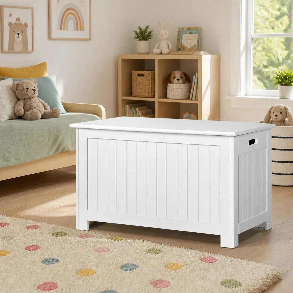 Kids Toy Box Chest Storage Organiser White Bedroom Living Room Furniture