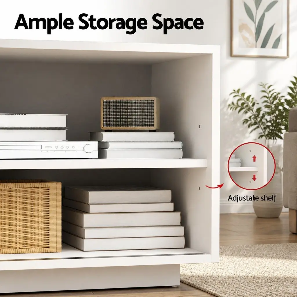 TV Unit Entertainment Storage Cabinet 160cm White Living Room Furniture Stand