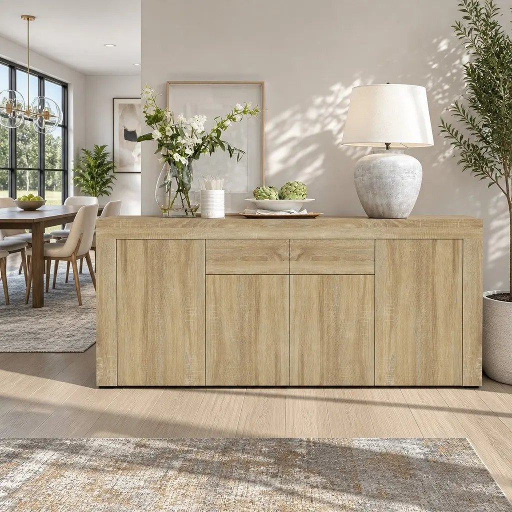 Buffet Sideboard Modern Storage Cabinet Medium Wood Tone 180cm Dining Display