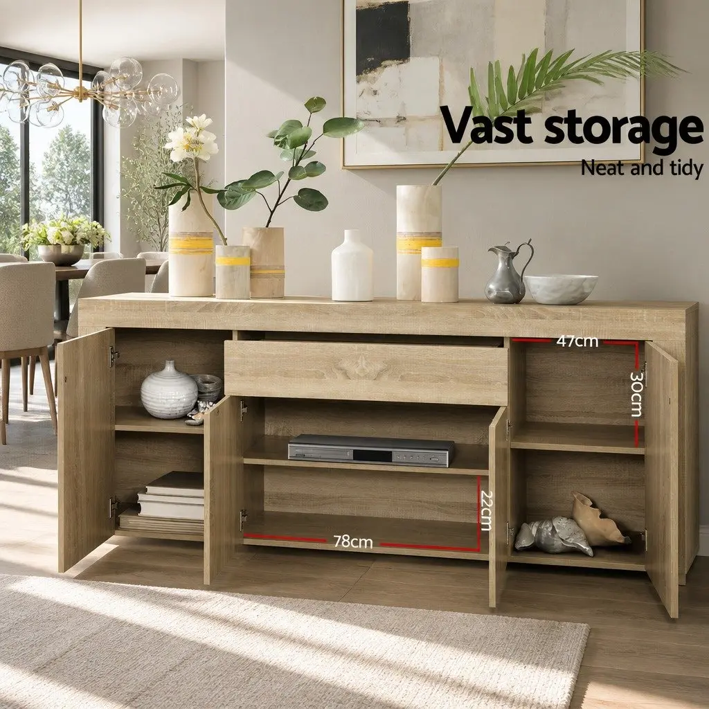 Buffet Sideboard Modern Storage Cabinet Medium Wood Tone 180cm Dining Display