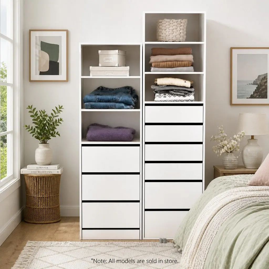 3 Drawer Chest of Drawers White Tallboy Storage Cabinet Bedroom Dresser