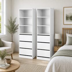 Efficient White Chest of Drawers Set with Adjustable Shelves