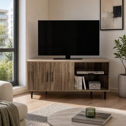 Corner Entertainment Unit: Dark Walnut, Modern Design