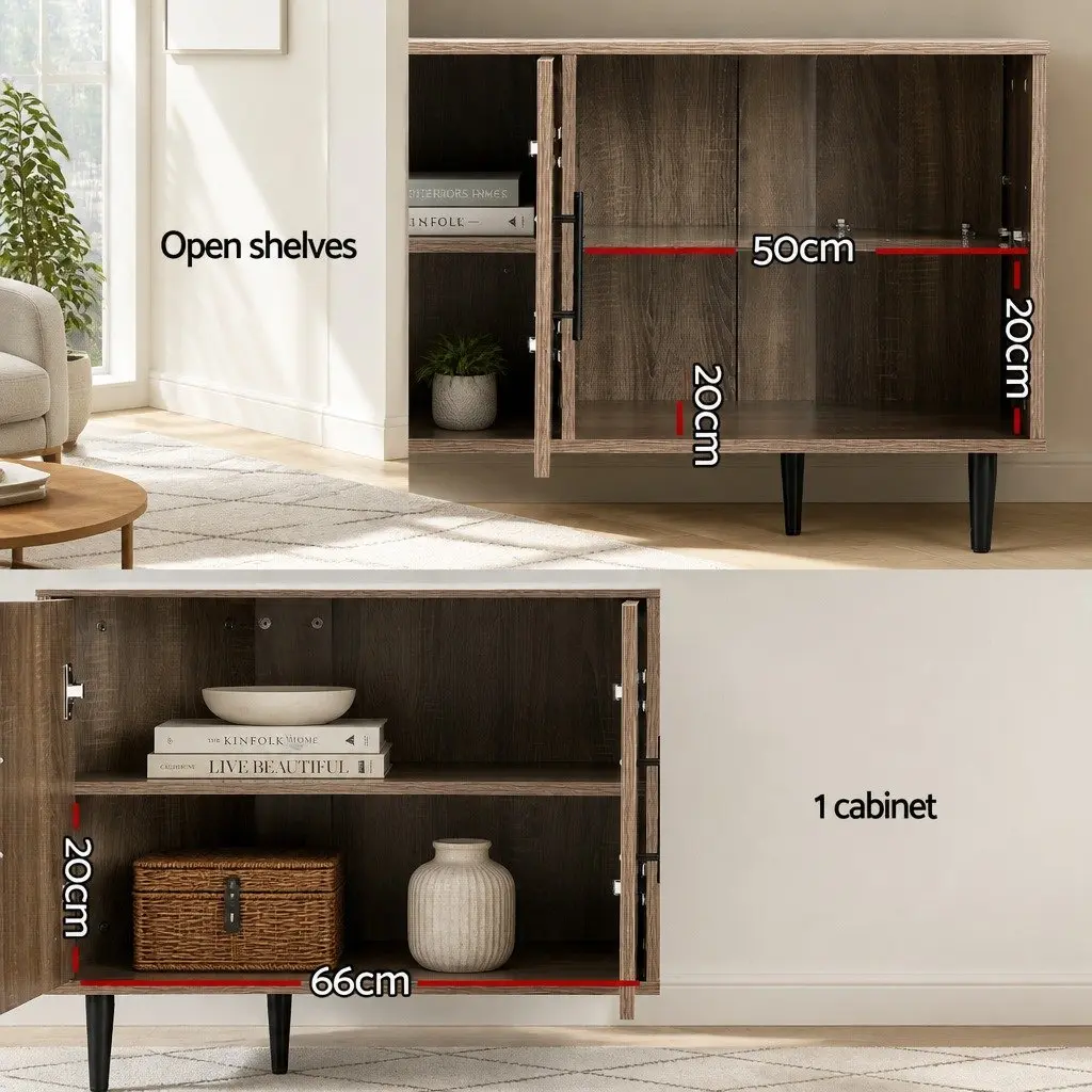 Corner Entertainment Unit TV Cabinet Open Storage Shelf 120cm Dark Walnut Stand