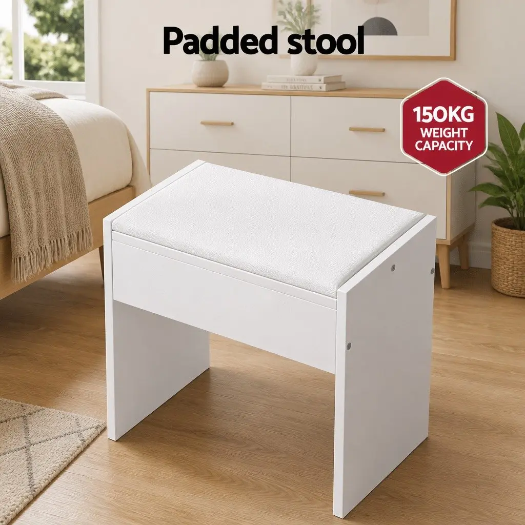 White Vanity with Hollywood Mirror Lighting