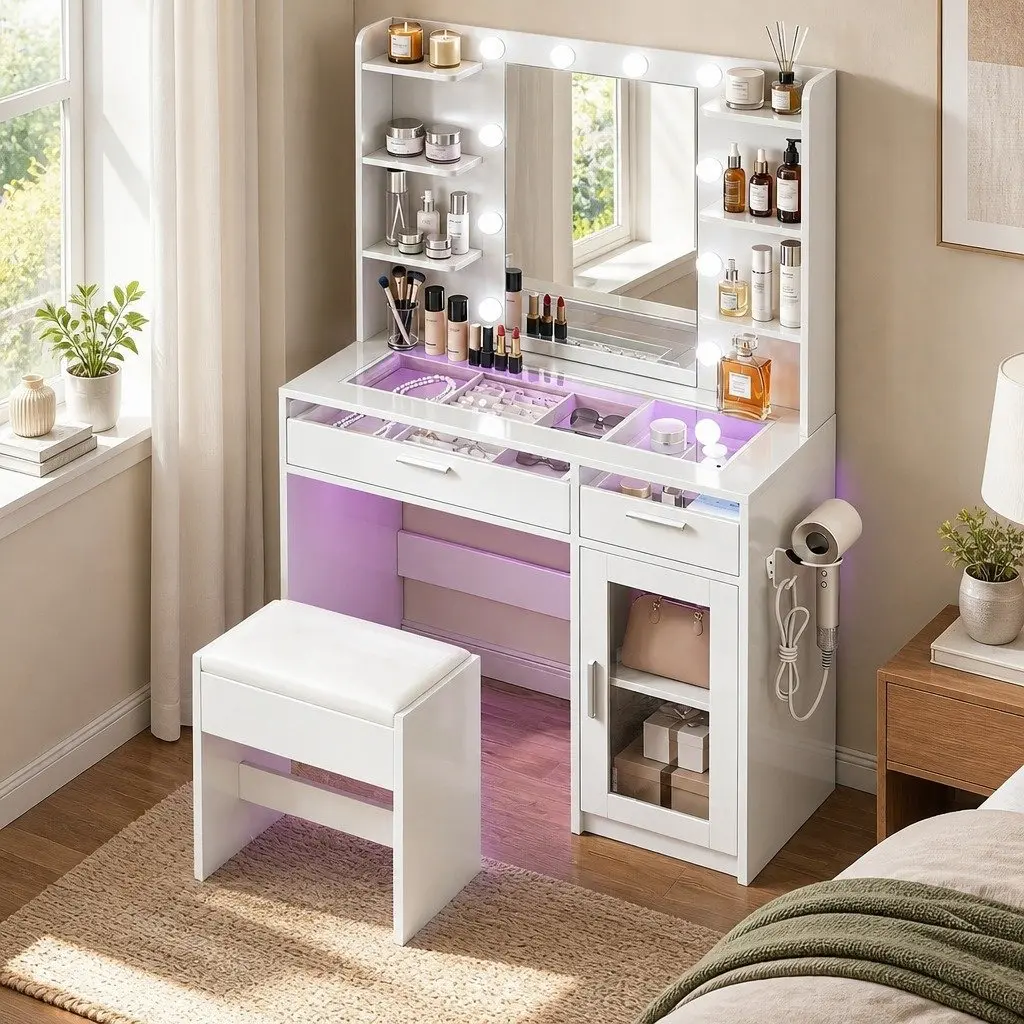 Dressing Table with LED Bulbs