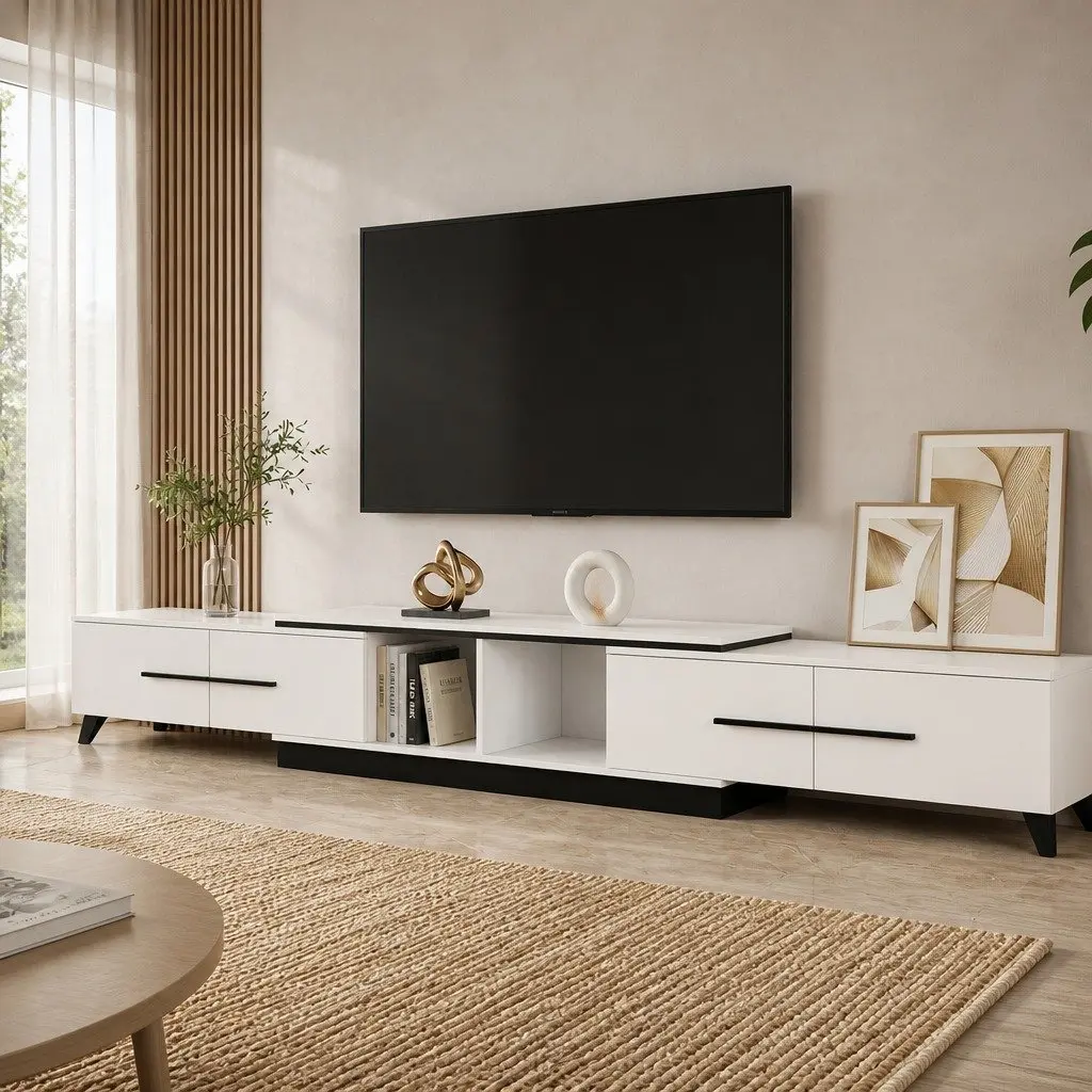 White Extendable TV Stand