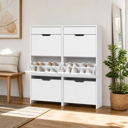 White Shoe Cabinet Storage Set - Compact and Stylish