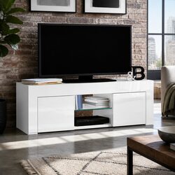 Compact 130cm White Entertainment Unit With Ample Storage