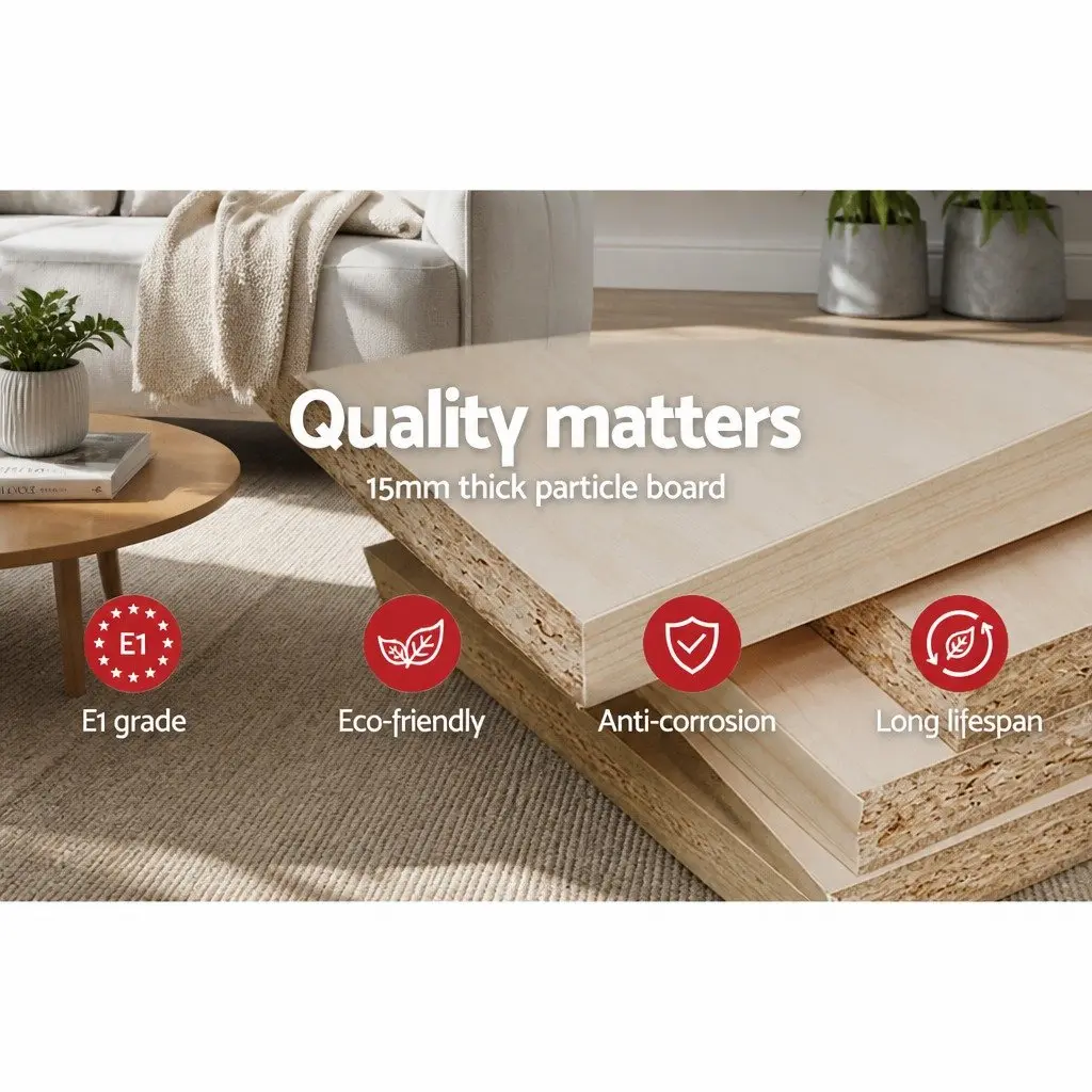 TV Cabinet Entertainment Unit 180cm White Wood Dual-Tone Drawers Shelves Living