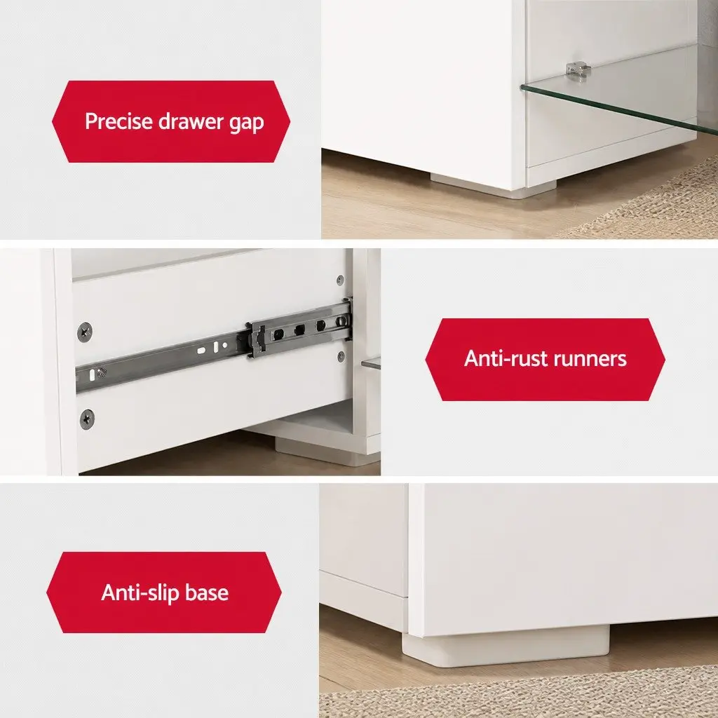 TV Cabinet Entertainment Unit 180cm White Wood Dual-Tone Drawers Shelves Living