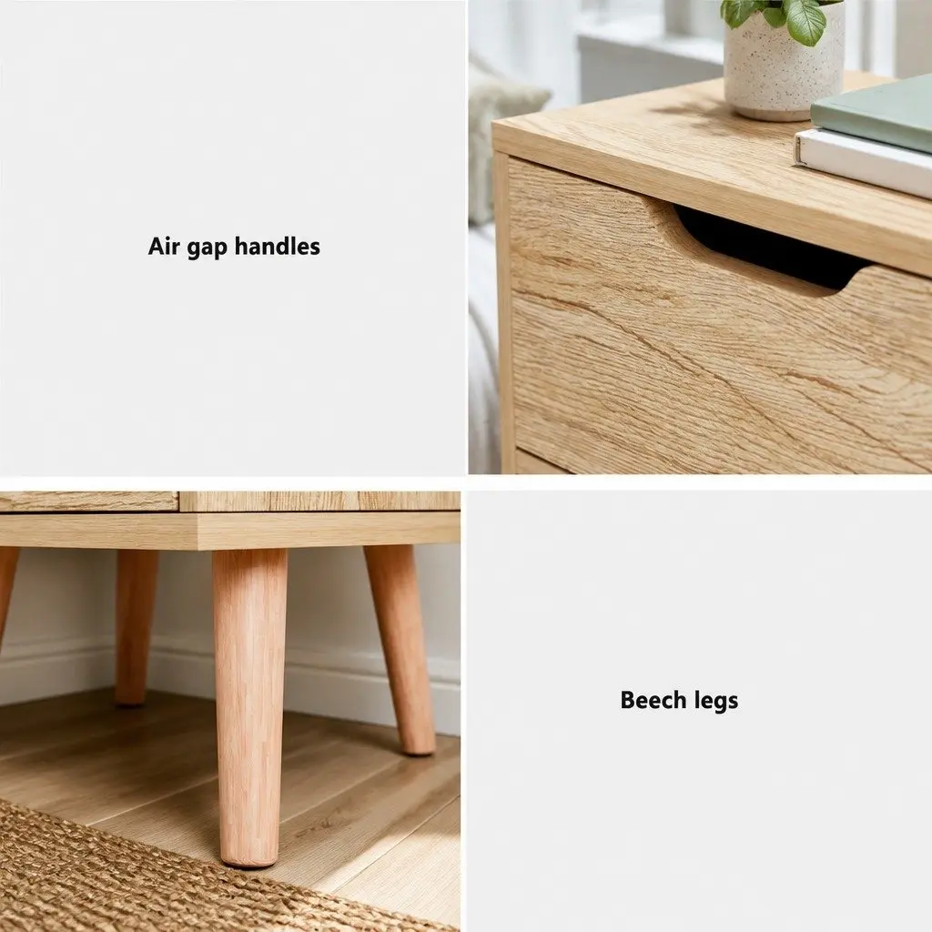 Black Bedside Table with 2 Easy-Access Drawers