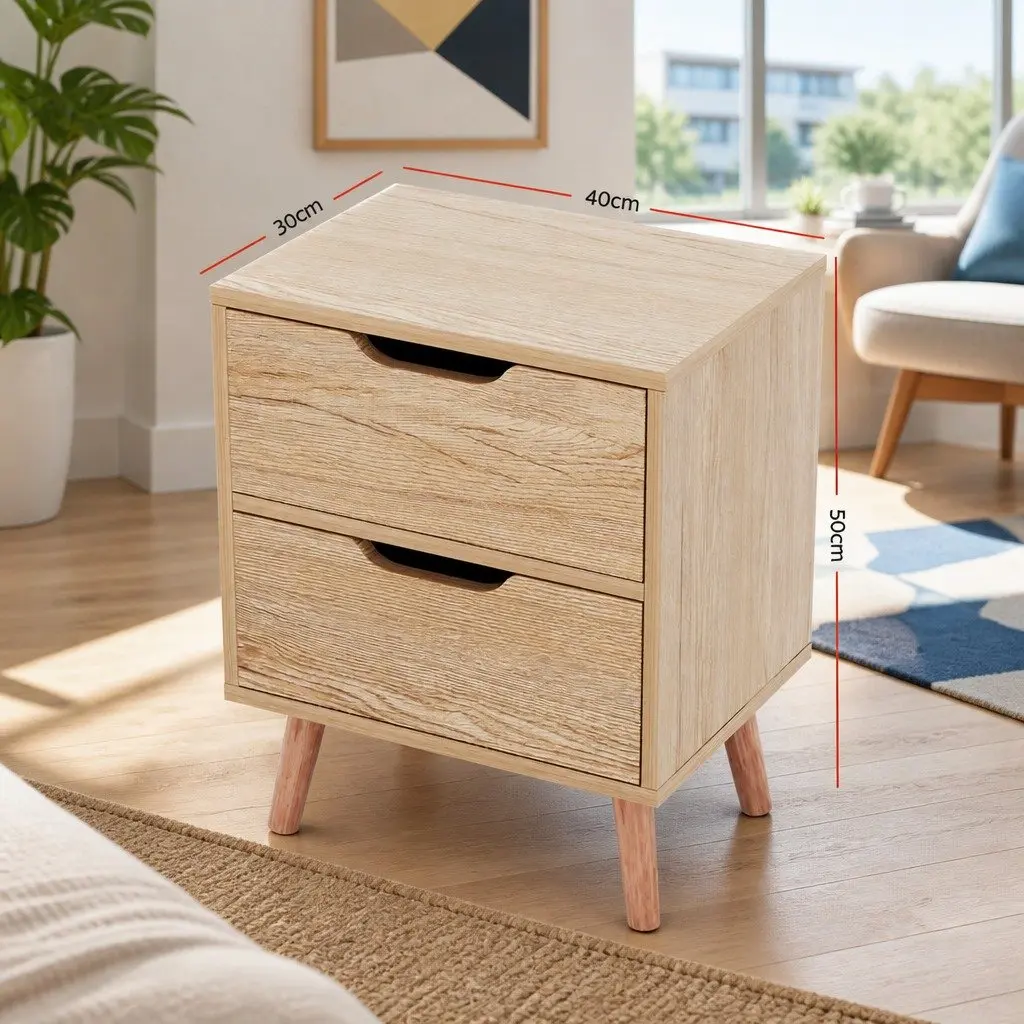 Bedside Table with 2 Drawers