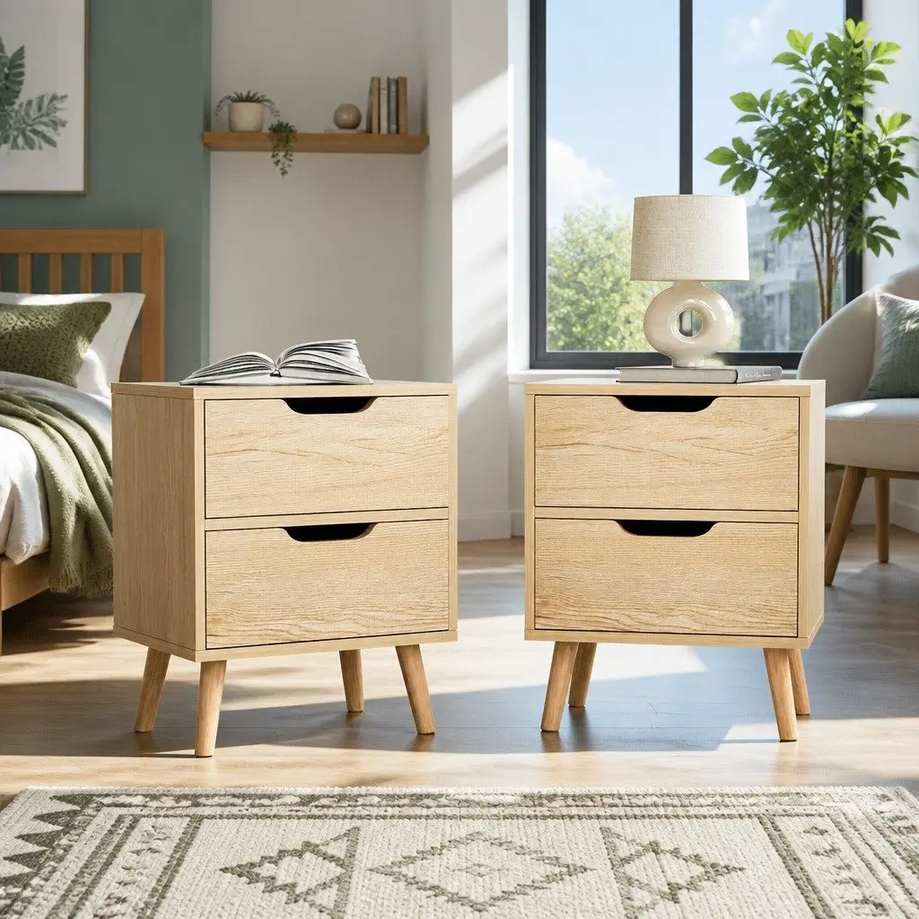 Bedside Table with 2 Drawers