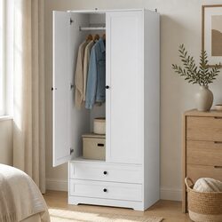 Compact Wardrobe with Doors and Drawers for Storage