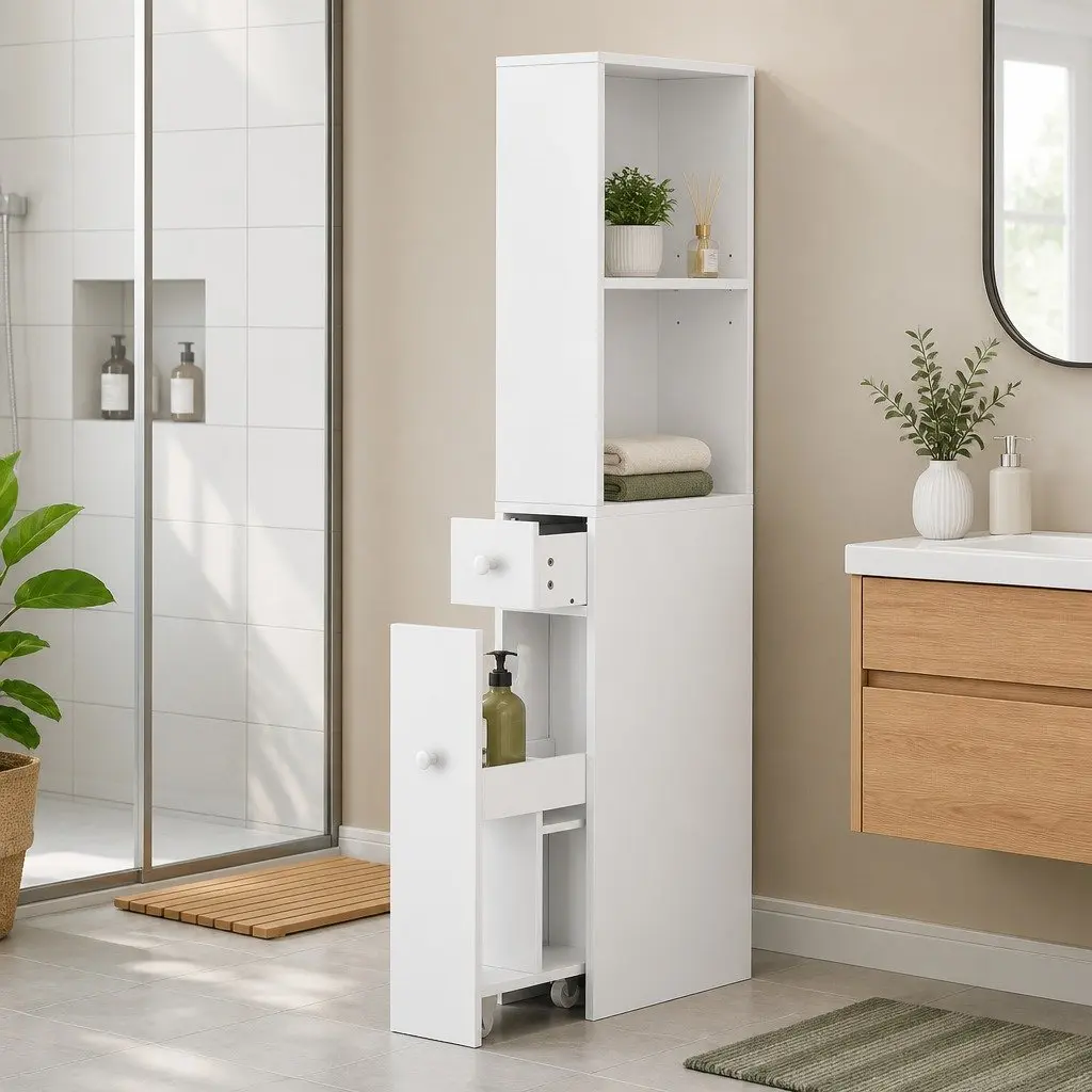 Storage Cabinet for Bathrooms, 135cm Tall