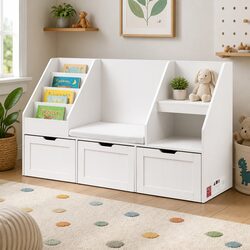 Compact Kids Bookshelf Storage Solution in White