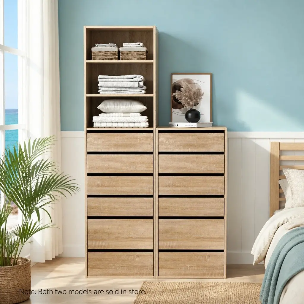 Chest of Drawers Dresser 6 Drawer Tallboy Bedroom Storage Organisor Pine
