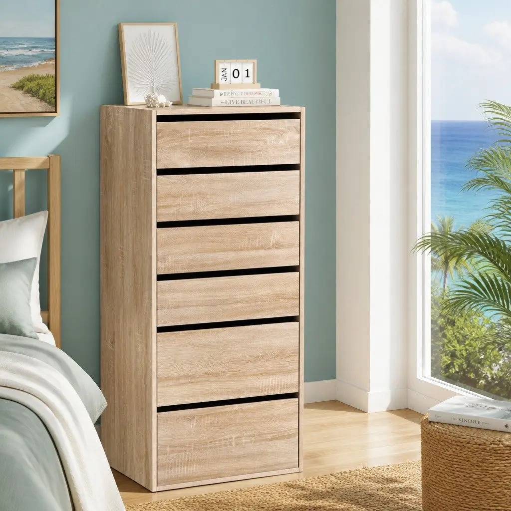 Chest of Drawers Dresser 6 Drawer Tallboy Bedroom Storage Organisor Pine